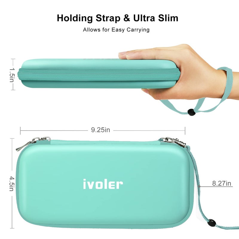 ivoler Carrying Case for Nintendo Switch Lite, Ultra Slim Portable Hard Shell Pouch Travel Game Bag for Switch Lite Accessories Holds 10 Game Cards,Turquoise - Image 2